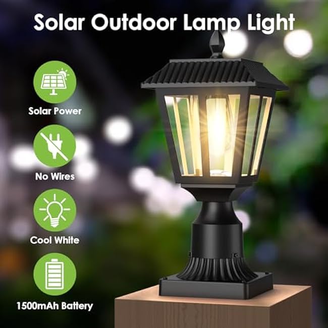 Greluna Solar Post Lights With Pier Mount Base Warm White