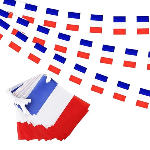 Image of France Flags French String Flag Banners for Patriotic Events Independence Day Sports Bars Inside Outside Decorations 33 Feet 30 Flags