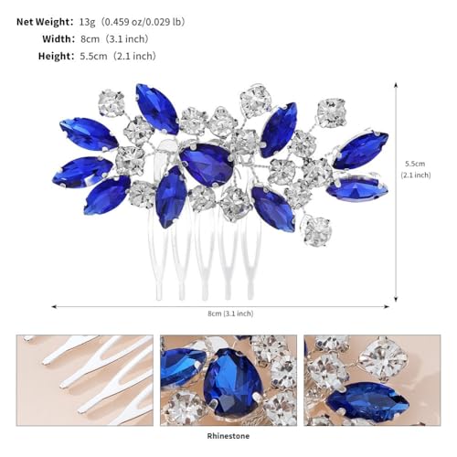 Peine para cabello con cristales azules YUEKISEN miniatura 4