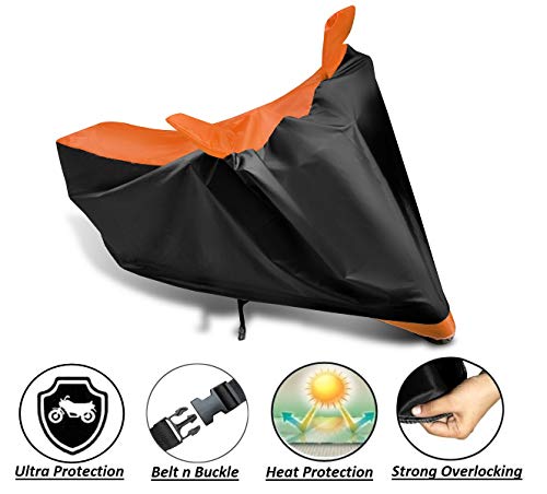 Image of Auto Hub Scooty Cover Compatible with TVS Scooty Pep Plus with Mirror Pocket, Dustproof, Heat Resistant, Triple Stitched, Pep Plus Scooty Cover- Black, Orange