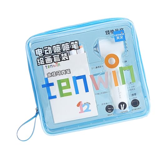 XISAOK Electric Sprayer Pen Set with 8 Felt Tip Markers 3 Stencils Kids Art Supplies for for Kid Painting School Art Project