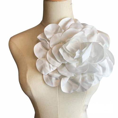 Image of Heyiwell Large Satin Fabric flower for Brooch Pin Wedding Party Dance Dress Suit Clothes Head Hair Accessories DIY Decor 9.45 inchInch