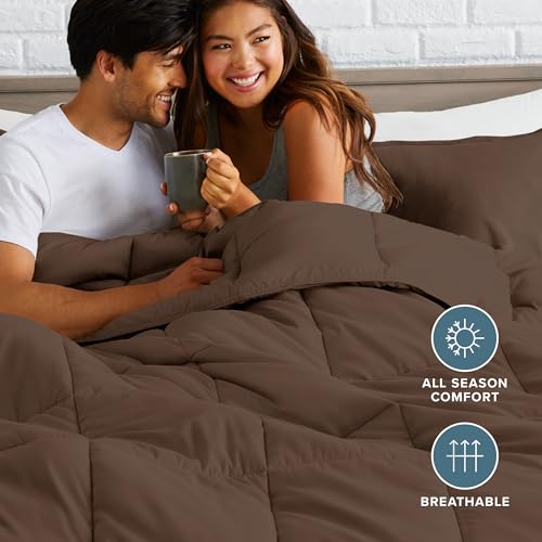 Image of Bare Home Comforter Set - Full Size - Ultra-Soft - Goose Down Alternative - Premium 1800 Series - All Season Warmth (Full, Cocoa)