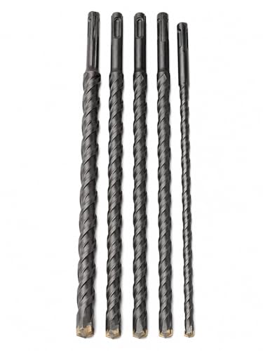 Coffret 5 Forets SDS+ Béton 45 cm – Ø 12, 16, 18, 20 mm – Mèches Perforateur Longue Portée – Pointe Carbure Renforcée – Compatible SDS+...