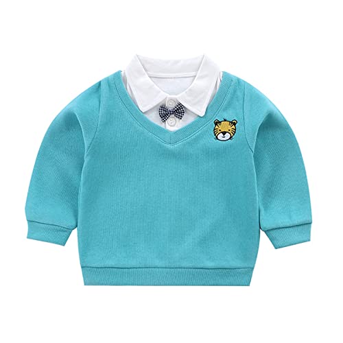 Toddler Cute Sweatshirts Long Sleeve Pullover Tops Classic Fit Knitwear Boys Girls School Uniform Shirts Preppy Tops