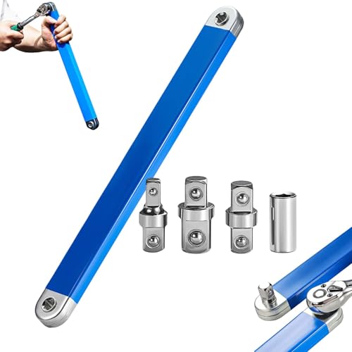 TETGSET Schraubwerk Offset SchlüSsel Schraubwerk - Offset SchlüSsel Design Aus Kohlenstoffreichem Stahl Inkl 1/4 3/8 1/2 Adapter Ideal FüR Enge RäUme Kfz-Reparatur (Langer Stil(Blau))