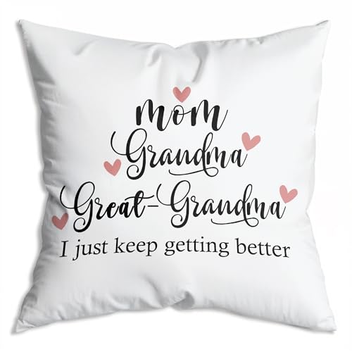 ZNGFON new mom Gifts,mom Grandma Great Grandma Throw Pillow Covers case 18x18,Pregnancy Announcement Gifts