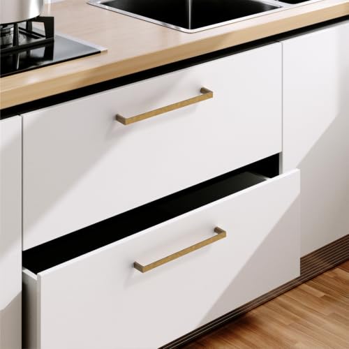 Image of 10 Pack 7.5 Inch(192mm) Brushed Antique Brass Cabinet Pulls Kitchen Cabinet Handles Drawer Pulls for Dresser Cupboard Wardrobe