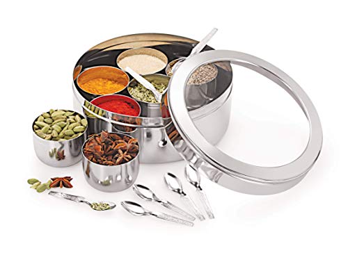 komal Stainless Steel Round See Through Masala Dabba