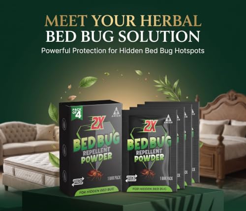 Image of Amish 2X Bedbug Repellent Powder Pack of 4 | Fast-Acting Formula for Mattress, Sofa & Furniture | Long-Lasting Protection Against Hidden Infestations | Home Pest Control
