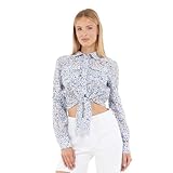 Chemise boutonnée tissée avec un imprimé floral, un col plié, des poignets boutonnés, des manches longues, des poches pliées sur la poitrine et une cravate à l'avant