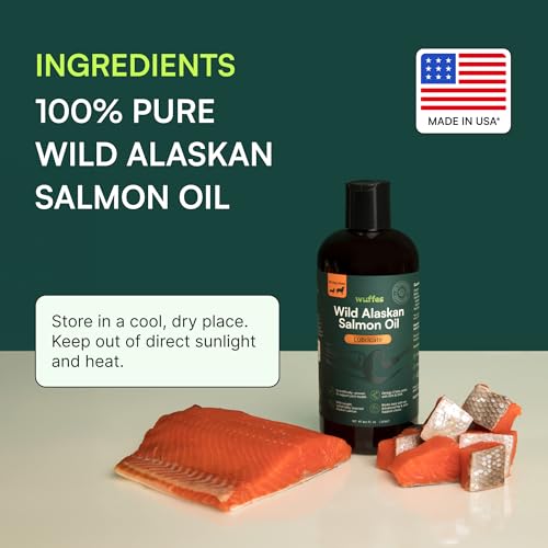 Wuffes Wild Alaskan Salmon Oil for Dogs - Natural EPA & DHA Fatty Acids and Omega 3 for Canines, Healthy Skin and Coat, Joint Support, Reduced Allergic Response - 100% Pure Fish Oil for Pets - 8 oz