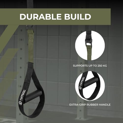 THYSOL® Resistance Trainer Pro Xtreme Straps Army | Sling Trainer Set with Adjustable Door Anchor | Fitness Home Workouts - Suitable for Travelling & for Training Indoor & Outdoor (Army Green)
