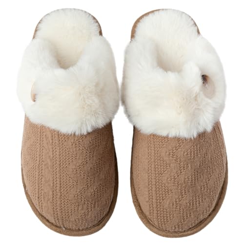 Women's Slippers Memory Foam Slippers Scuff Outdoor Indoor Warm Plush Bedroom Button Shoes with Faux Fur Lining2