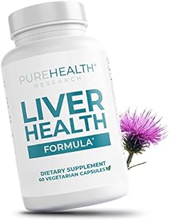 PUREHEALTH RESEARCH Liver Supplement – Herbal Liver Cleanse Detox & Repair with Milk Thistle, Artichoke Extract, Dandelion Root, Turmeric, Berberine to Healthy Liver Renew with 11 Natural Nutrients