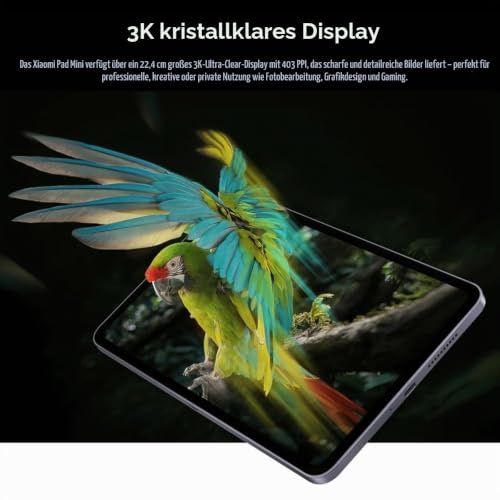 XIAOMI Pad Mini, 8 GB + 256 GB, 8,8 Zoll, 7500 mAh, 67 W HyperCharge, WLAN 7, Schwarz (mit Ladegerät im Lieferumfang enthalten)