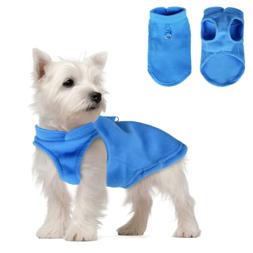 FEimaX Casaco quente para cães colete polar de inverno para animais de estimação cachorro jersey com anel em D roupa quente para cães pequenos e médios