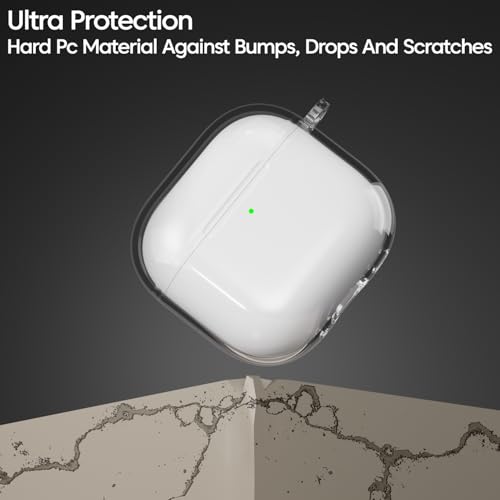 Image of Sounce Earphone Case Cover Compatible for Airpods 4 Case 2024, Soft Silicone Skin Case Cover Shock-Absorbing Protective Case with Keychain, Transparent Designed Soft TPU Protective Cover(Transparent)