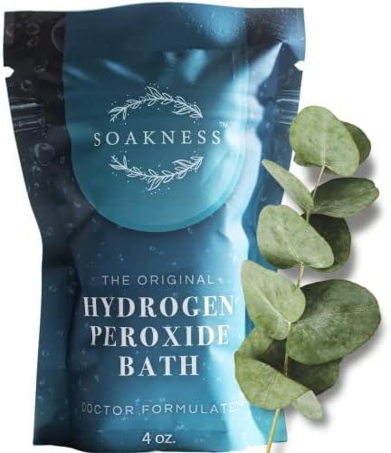 Hydrogen Peroxide Bath Epsom Salts for Soaking for Pain - Dead Sea Salt, Clay, Eucalyptus, Colloidal Oatmeal Bath, Energize and Detox Bath (1) Pack
