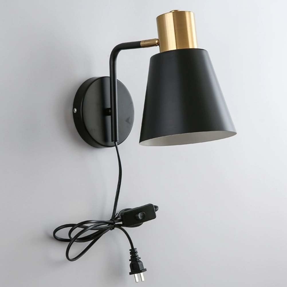 Kinkiet E27 w stylu vintage z przełącznikiem i wtyczką Kinkiet wewnętrzny Regulowana czarna lampa nocna w stylu industrialnym w stylu retro z kablem Lampka ścienna do czytania w sypialni, salonie, hot