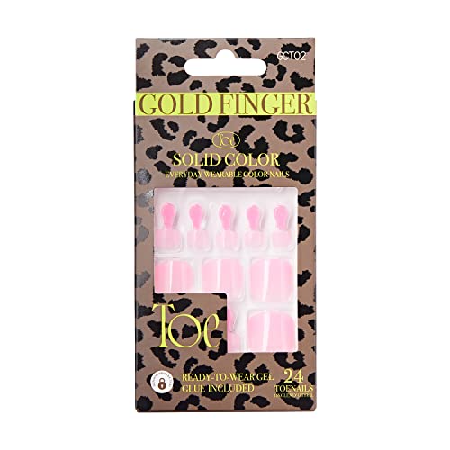 GoldFinger Press On Toenails RegularFit Full Cover Light Pink Color, Squoval Shape, Long Lasting...