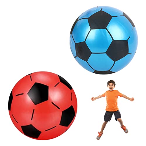 Pelotas De Fútbol Hinchables para Niños, 2PCS Pelota De Fútbol Tradicional para Playa, Juguete Hinchable, Pelotas De Vinilo para Piscina, Fiesta, Rojo y Azul Cover