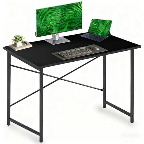 DUMOS Schreibtisch Computertisch Bürotisch mit Kopfhörer Halter und Aufbewahrungstasche Kleiner Schreibtisch Arbeitszimmer Holz PC Tisch Officetisch für Home Office