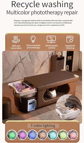 Image of Salon Shampoo Bowl and Pedicure Chair,Water Cycle Shampoo Bed Flat-Laying Thai Massage Beauty Salon Intelligent Beauty Bed,Black