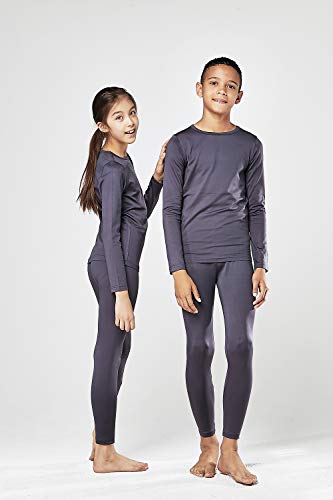 Devops Boys And Girls Thermal Underwear Long Johns Set With Fleece Lined Medium, Charcoal #TOP3