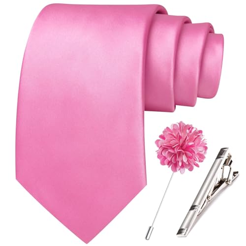 Image of Hi-Tie Men's Extra Long Solid Satin Tie Set 63 Inch /70 Inch Formal Necktie