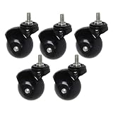 Ruedas Para Sillas De Oficina, Ruedas Universales De Rosca M8, Poleas Para Muebles, Resistentes Al Desgaste, Usadas Para Sillas De Oficina, Sillas De Computadora, Escritorios, Negro(5)