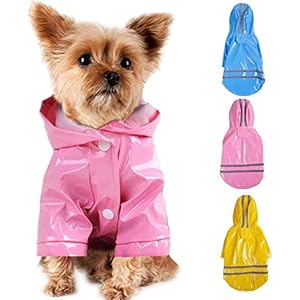 Outdoor Puppy Pet Rain Coat with Hood Waterproof Jackets PU Reflective Raincoat for Dogs Cats Apparel Clothes