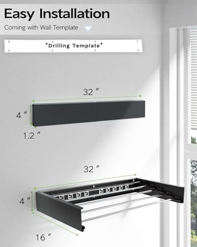 Image of Balcony with 5 Rods /Collapsible Metal Foldable Wall Mount Clothes Hanger /Cloth Drying Stand for Clothes Drying Rack for Laundry /Space Saver /Indoor /Outdoor