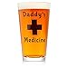 Daddy's Medicine Funny Beer Glass Pint 16 Oz Cool Gift for Him Perfect Father's Day Present Birthday for Men Husband