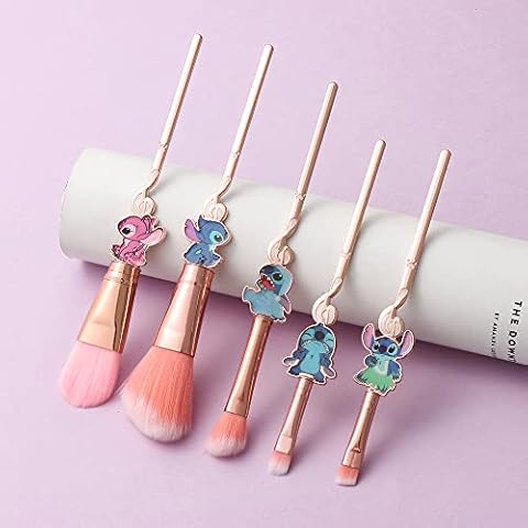 Interstellar Baby Makeup Brushes Set - 5pcs Anime Stitch Ohana Makeup Brush Kit for Women Teen Girls (Stitch makeup brushes 3) Cover