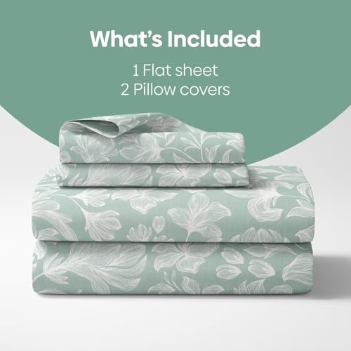 Image of Haus & Kinder Elastic Fitted Double Bed Bedsheet | 100% Combed Cotton 186 TC Bedsheets for Queen Size Bed | 60 X 78 X 10 Inches Elastic Bed Sheet with 2 Pillow Covers - Garden of Memories