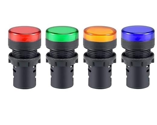 Croptronia Pack of 4 Pcs Indicator Light AC/DC 24V 20mA LED Flush Panel Mount Red/Green/Blue/Yellow