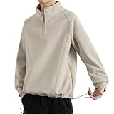NSICBMNO Herren-Pullover mit 1/4-Reißverschluss, langärmelig, V-Ausschnitt, Thermo-Tops, halber Reißverschluss, Sweatshirts, übergroßes Sweatshirt, Polo-Shirts, Baggy-Sweatshirt, Henley-Shirts für