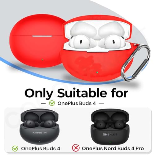 Image of Silicone Case Cover Compatible for OnePlus Buds 4 -Red
