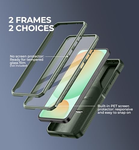 Image of Dexnor for Samsung Galaxy S24 FE Case with Camera Cover & Adjustable Kickstand & Built-in Screen Protector, Magnetic Rugged Shockproof Bumper Cases Heavy-Duty Magnetic Protective Cover,Army Green