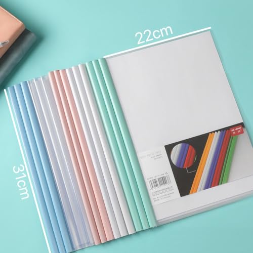 10 Stück Heftumschlag Transparent, Klemmschienen A4 Durchsichtig, Klemmhefter A4 Klemmbinder PP Kunststoff, Bewerbungsmappen - Transparente Stäbe