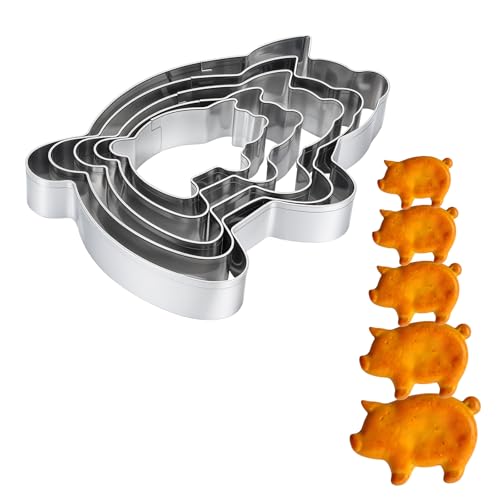 Catálogo de Molde para galletas - 5 favoritos. 49 Juego de 5 cortadores de galletas de cerdo mexicano, juego de cortadores de concha, formas de Marranitos y Puerquito, 5.5-2 pulgadas
