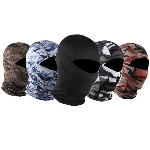 EVD-X 5 Pack Balaclava Camo Face Mask Bandana Hood Headwear Unisex Tactical Training Cycling Ski Hunting (5PACK Spartan 61)