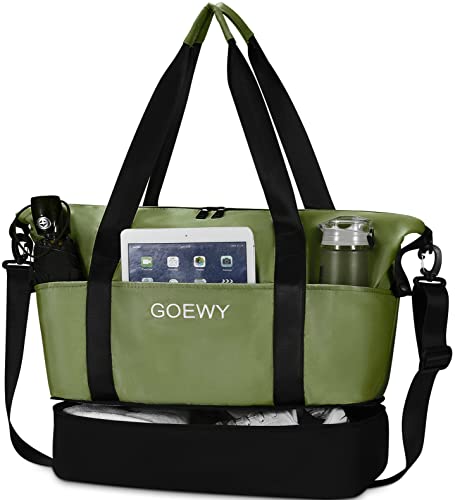 Weekender Duffel Bags Shoe Compartment Carry On Bags Waterproof Travel Tote Bags For Men Women Sports Gym Tote Large Portable Overnight Luggage Workout Duffle Shoulder Bags（Army Green） #TOP7