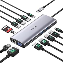 USB C Laptop Docking Station, Docking Station Dual Monitor, 13 in 1 DockingStation 3 Monitors with 2HDMI,VGA, Ethernet,7USB C/A Port, 100w PD, SD/TF, USB C Hub for Dell/HP/Surface/Lenovo Laptop