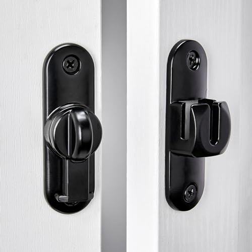 INIRET Black Barn Door Latches,90/180 Degree Gate Lock,Flip Gate Latches Hardware,Zinc Alloy Right Angle Door Lock Latch,Door Security Sliding Door Latch Lock for Cabinets,Bathroom
