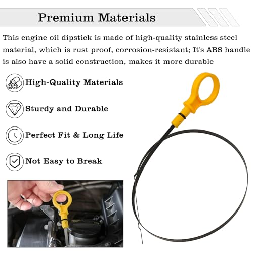 Image of BA5Z6750A Engine Oil Dipstick Indicator, Compatible with Ford Edge, Explorer, Flex, Lincoln MKS /MKT /MKX /MKZ, Fusion, Taurus, Mercury Milan /Sable Engine Oil Fluid Level Dip Stick Replace 917-369