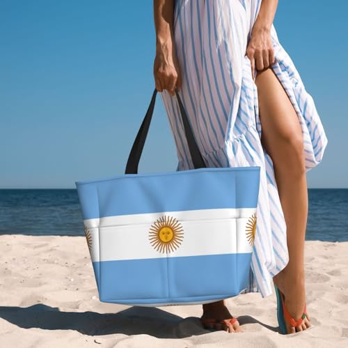 Sac à main décontracté grand format imprimé Argentine, grand cabas chic Noir
