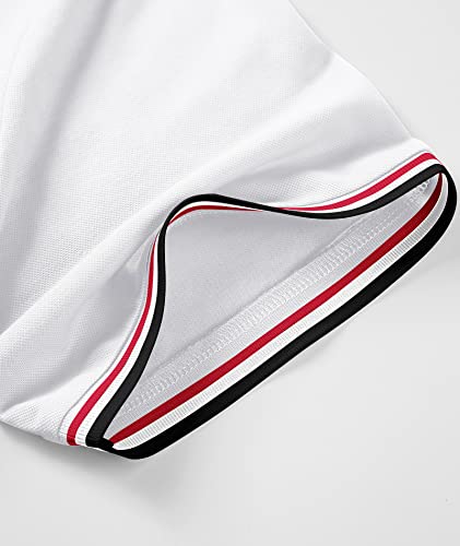 Zity Mens Polo Shirt Short Sleeve Sports Golf Tennis T-Shirt 110-White Black Red-M #TOP6