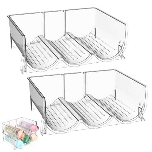 Mafagwre - Mafagwre 2 Stück Wasserflaschenorganisator, Stapelbares Weinregal, Jedes Regal fasst 3 Flaschen, Plastik Schrankorganisator, Klarer Flaschenhalter für Schrank/Gefrierschrank/Vorratskammer